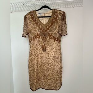 Vintage Silk Beaded 1980s Dress